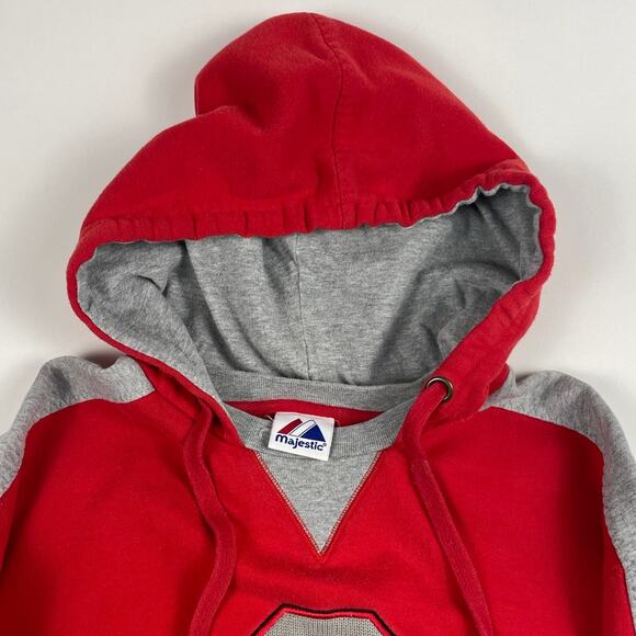 Vintage Ohio State Buckeyes Red Gray Football Hoodie Sweatshirt Fits like Large - Picture 5 of 9